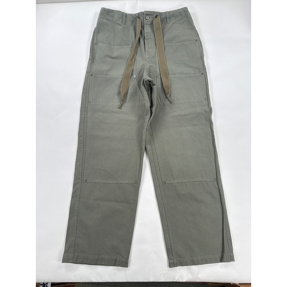 Free People Good Luck Barrel Pants Womens M Olive Green Double Knee Cotton
